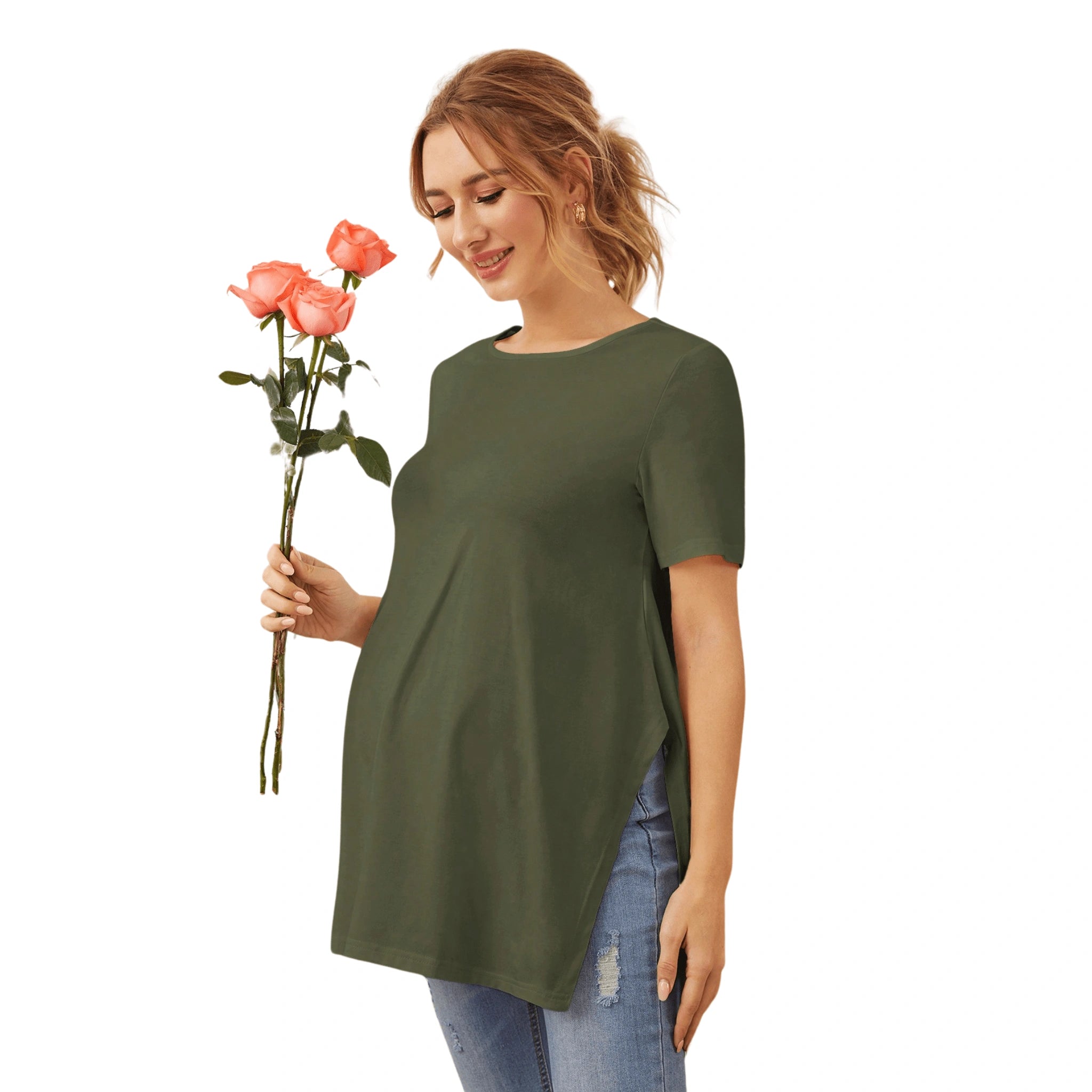 maternity dress shirt Poplin Maternity & Nursing Button Up Shirt